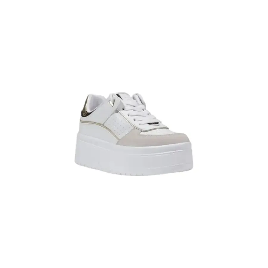 White Platform Sneaker with Metallic Accent