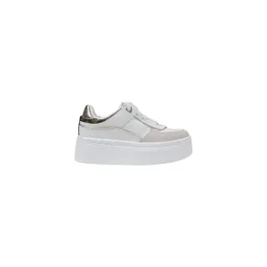 White Platform Sneaker with Metallic Accent