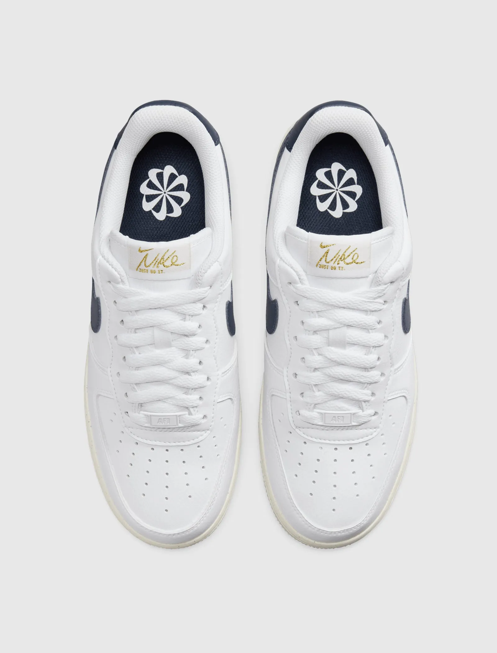 WOMEN'S AIR FORCE 1 '07 NEXT NATURE "WHITE/OBSIDIAN/METALLIC GOLD"