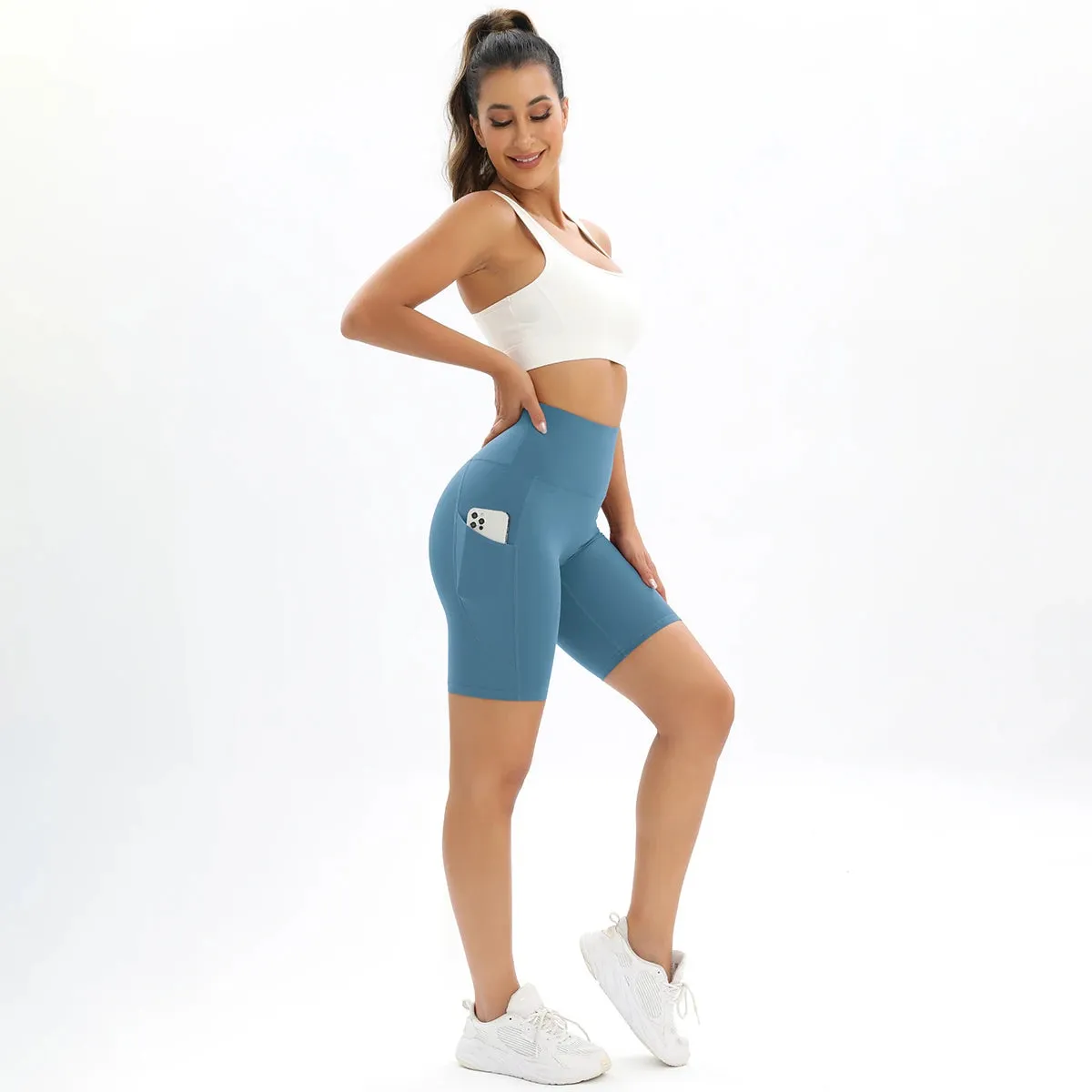 Women's High Waist Yoga Shorts with Pockets