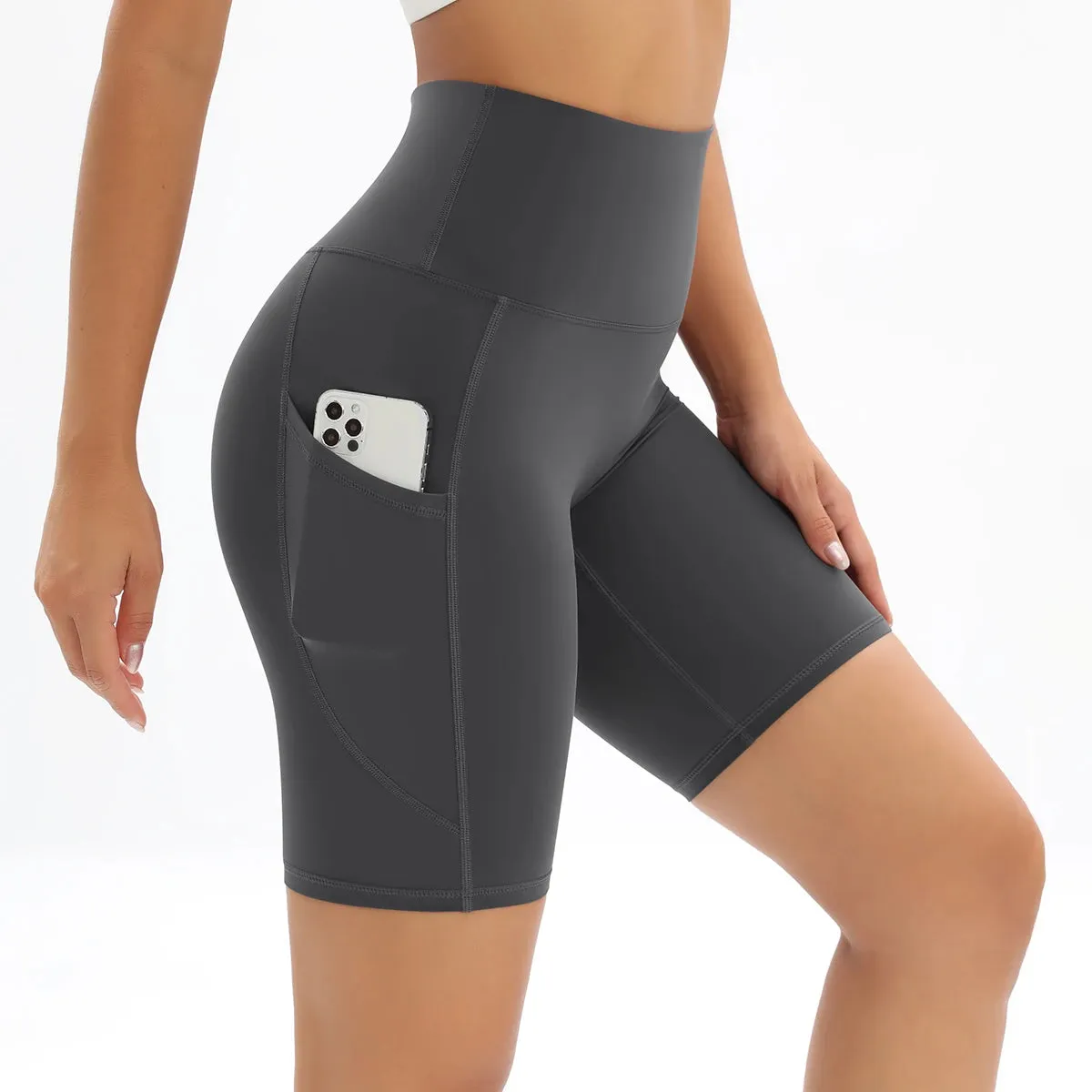 Women's High Waist Yoga Shorts with Pockets