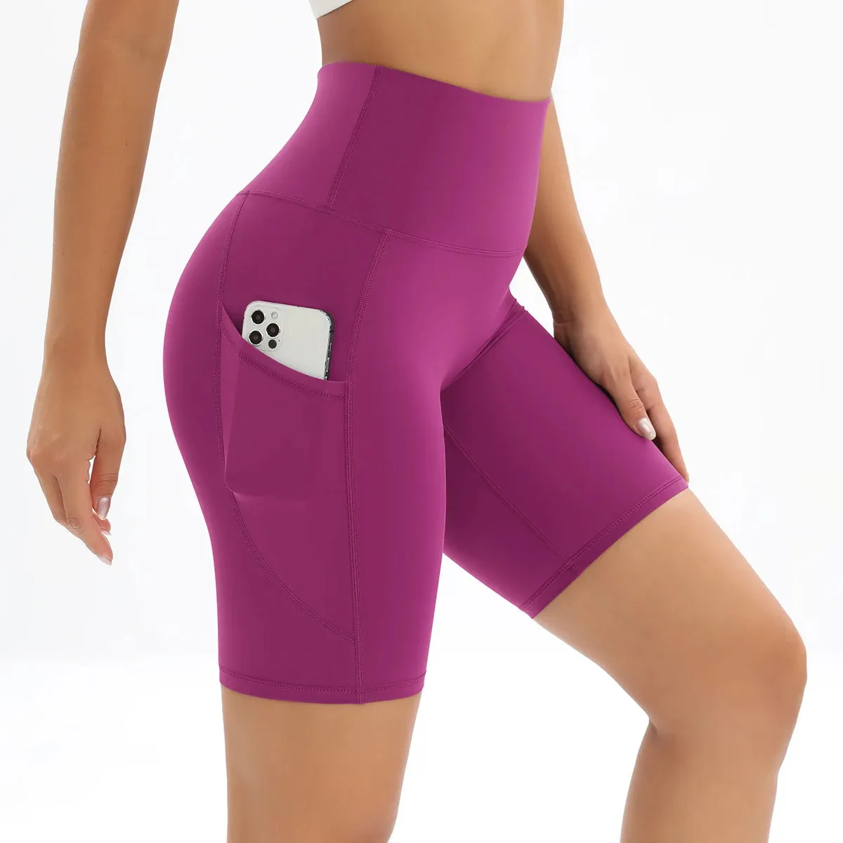 Women's High Waist Yoga Shorts with Pockets