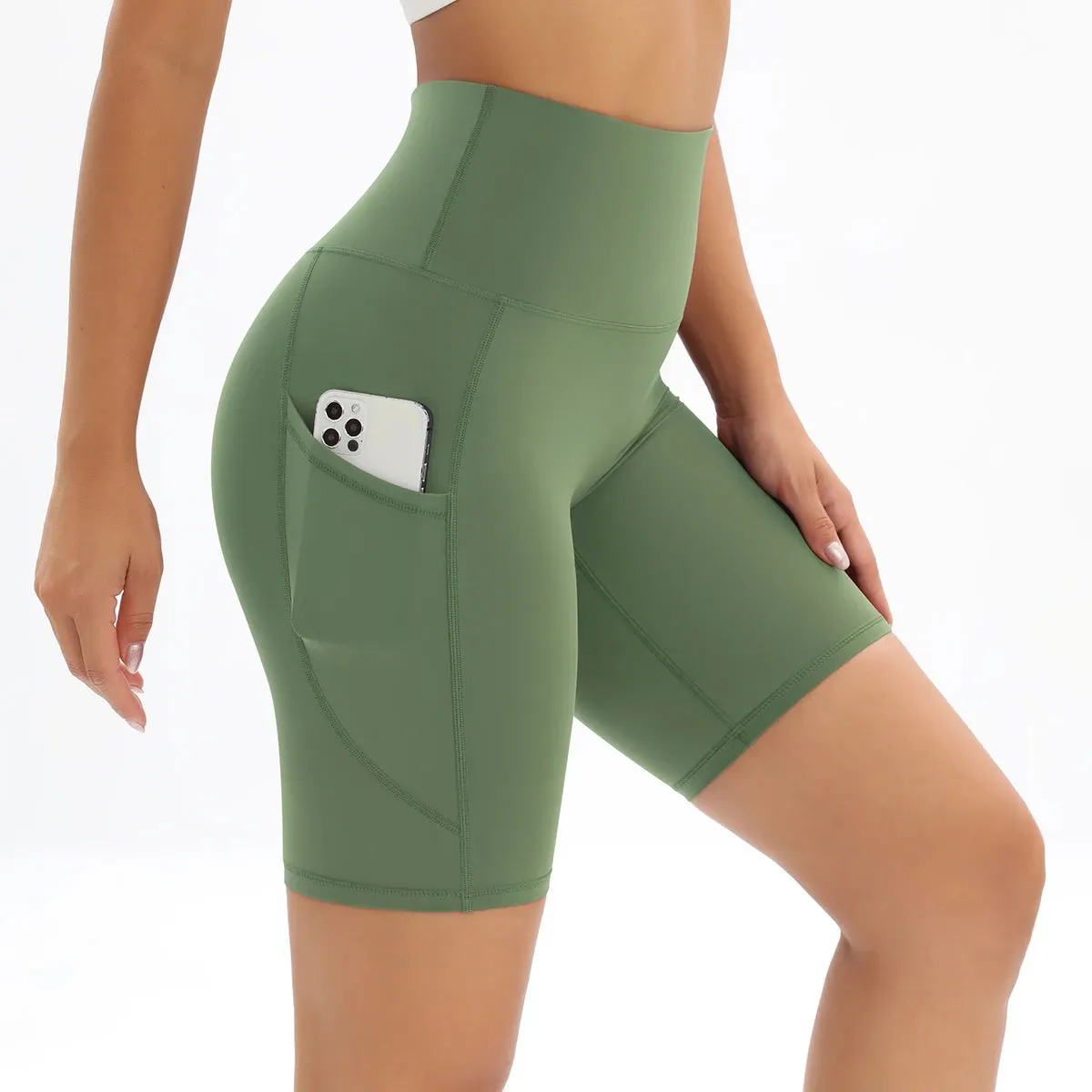 Women's High Waist Yoga Shorts with Pockets