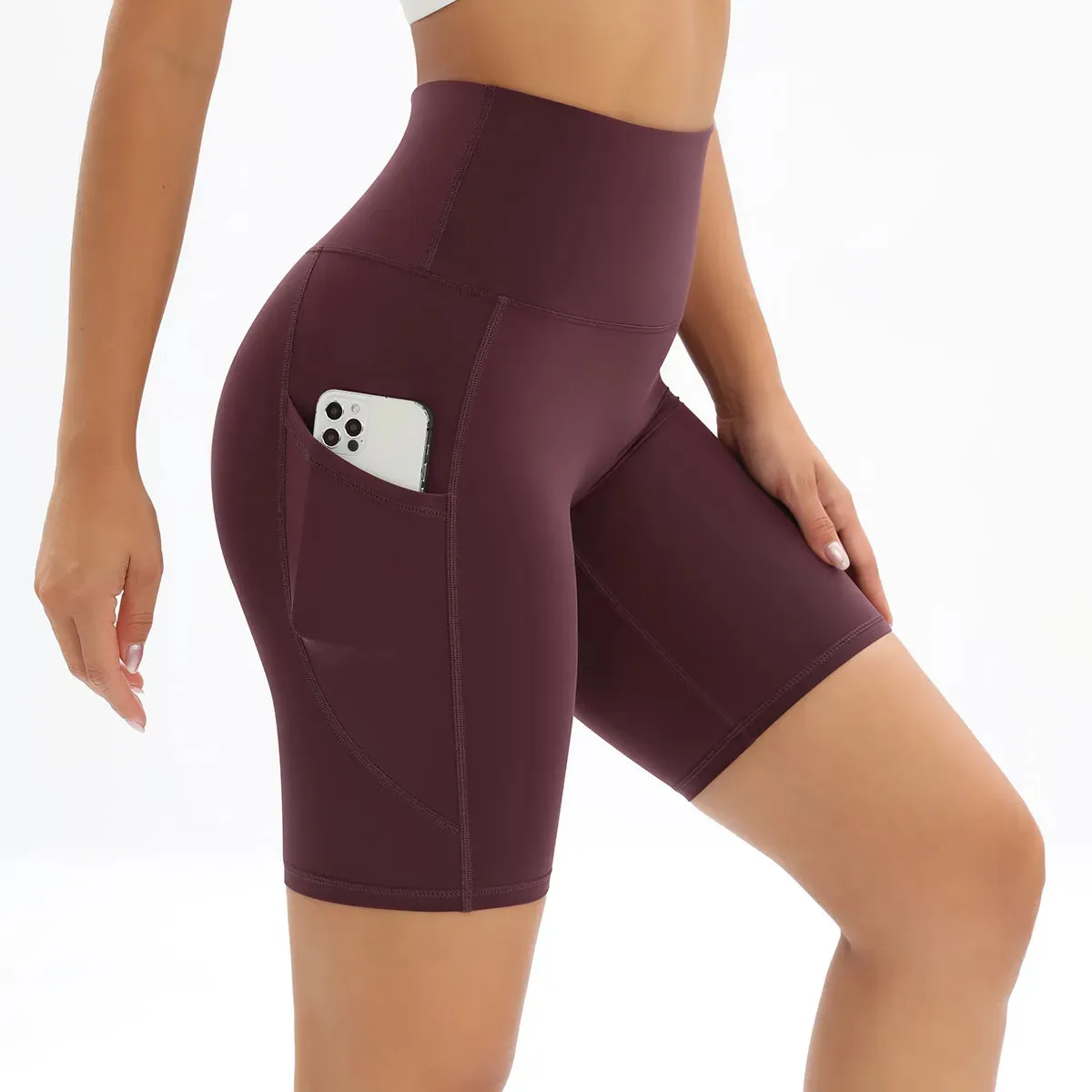 Women's High Waist Yoga Shorts with Pockets