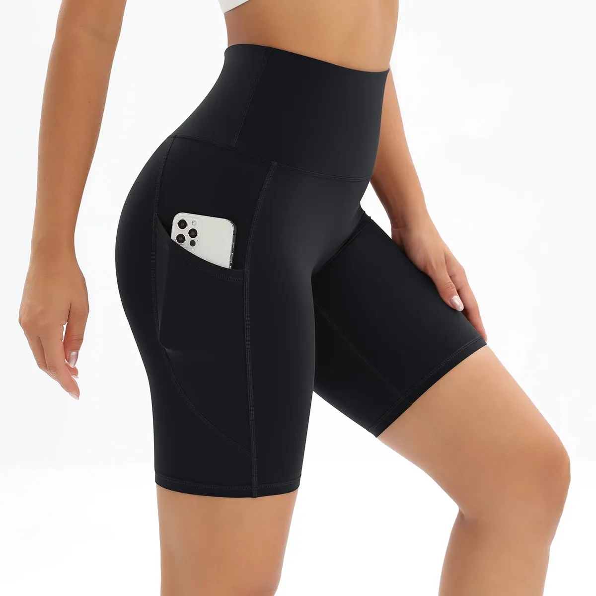 Women's High Waist Yoga Shorts with Pockets