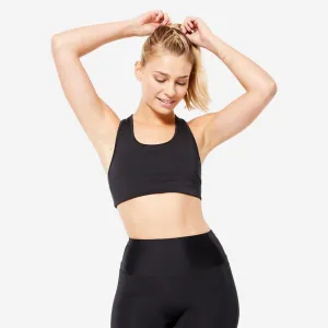 Women's Medium Support Racer Back Lined Sports Bra - Black