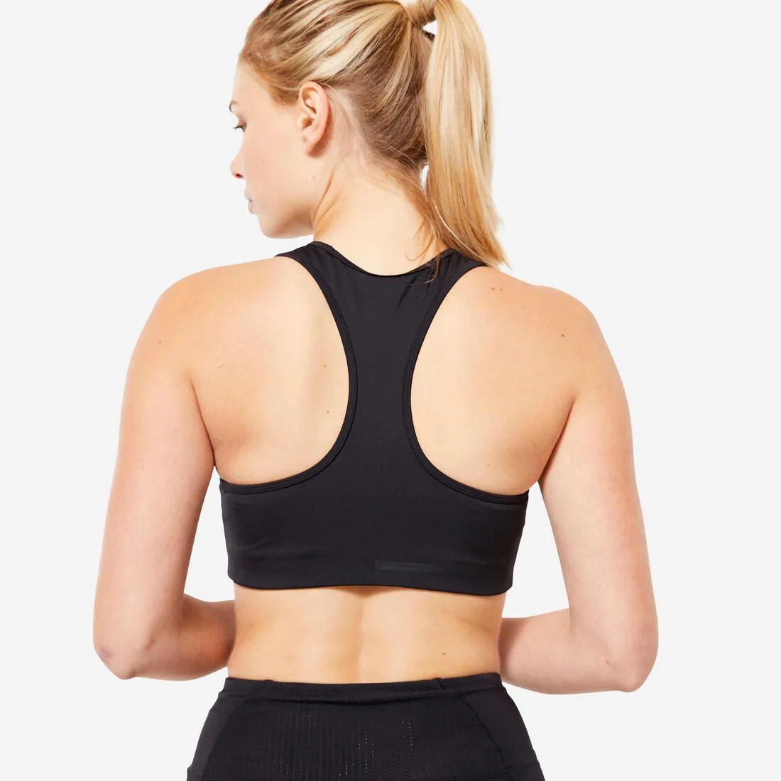 Women's Medium Support Racer Back Lined Sports Bra - Black