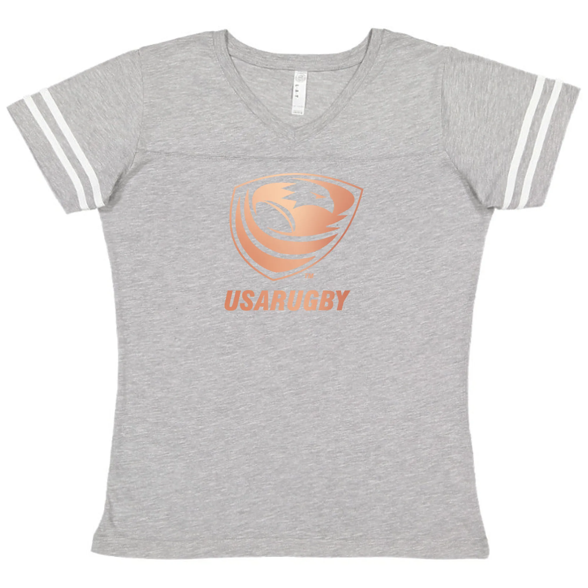 Women's USA Rugby Bronze V-Neck Football T-Shirt
