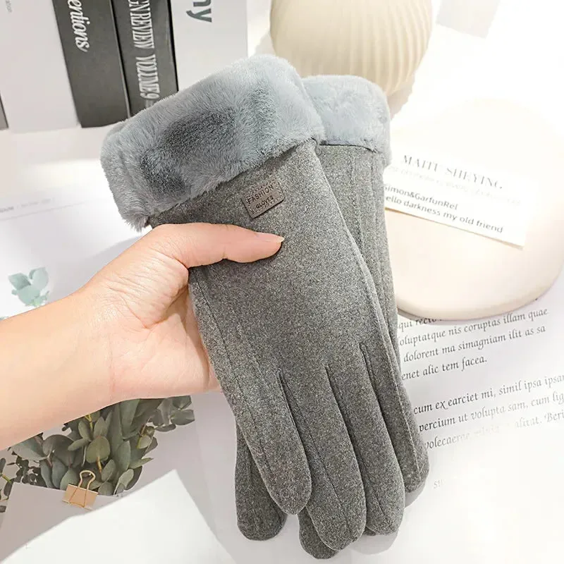 Women's Winter Plush Gloves for Outdoor Activities