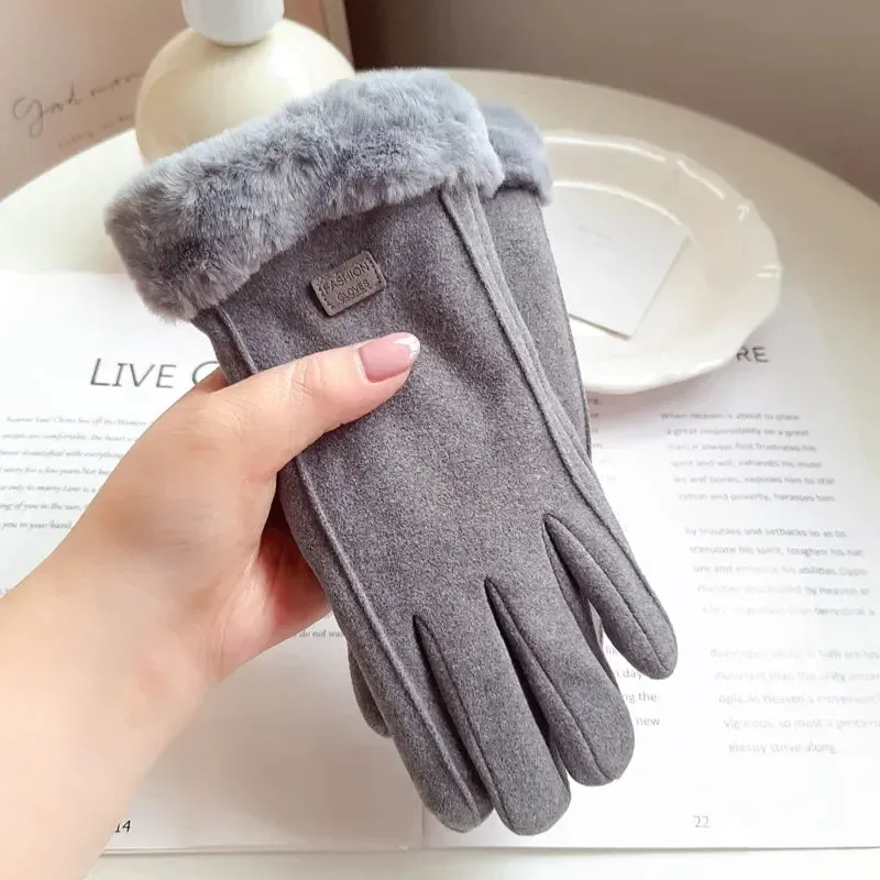 Women's Winter Plush Gloves for Outdoor Activities