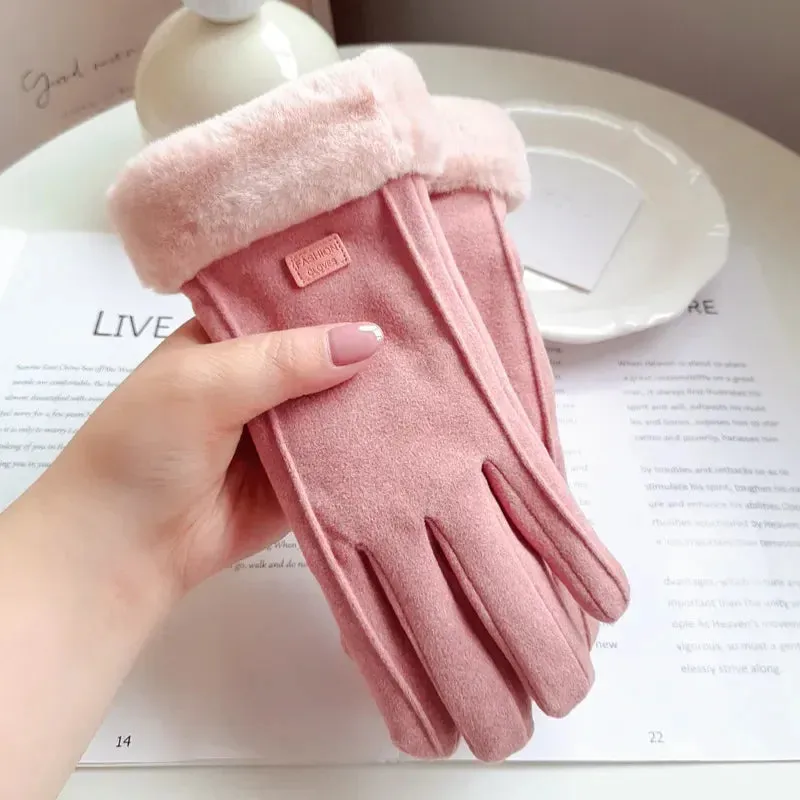 Women's Winter Plush Gloves for Outdoor Activities