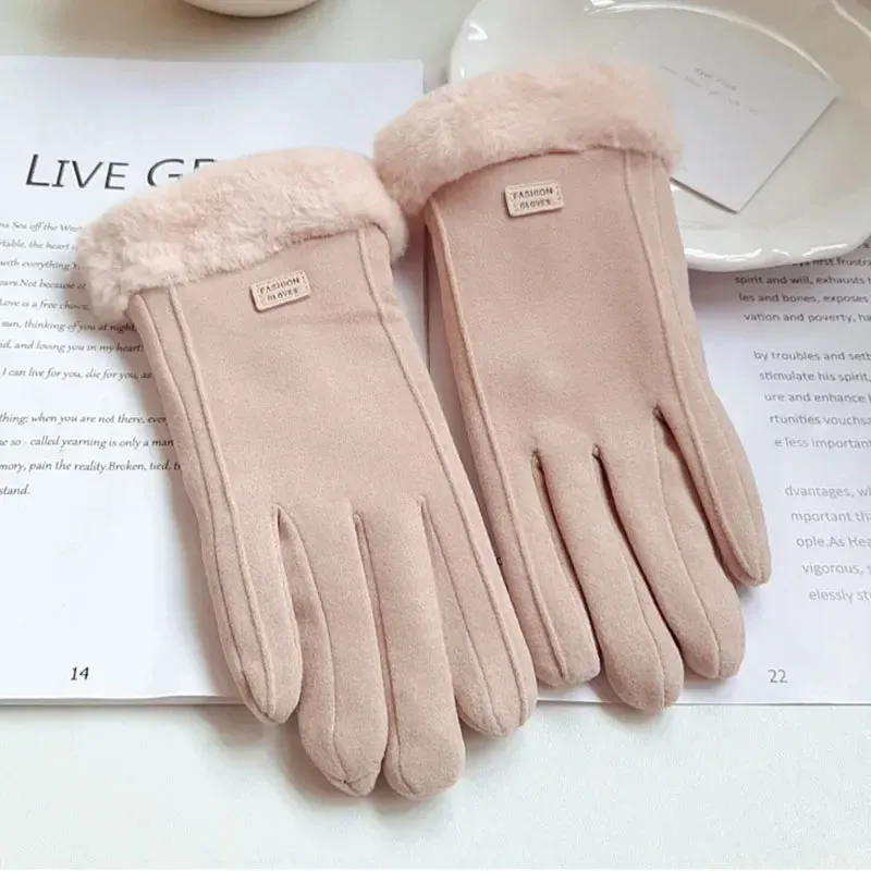Women's Winter Plush Gloves for Outdoor Activities
