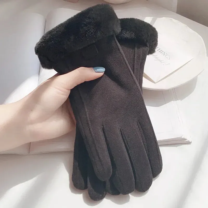 Women's Winter Plush Gloves for Outdoor Activities