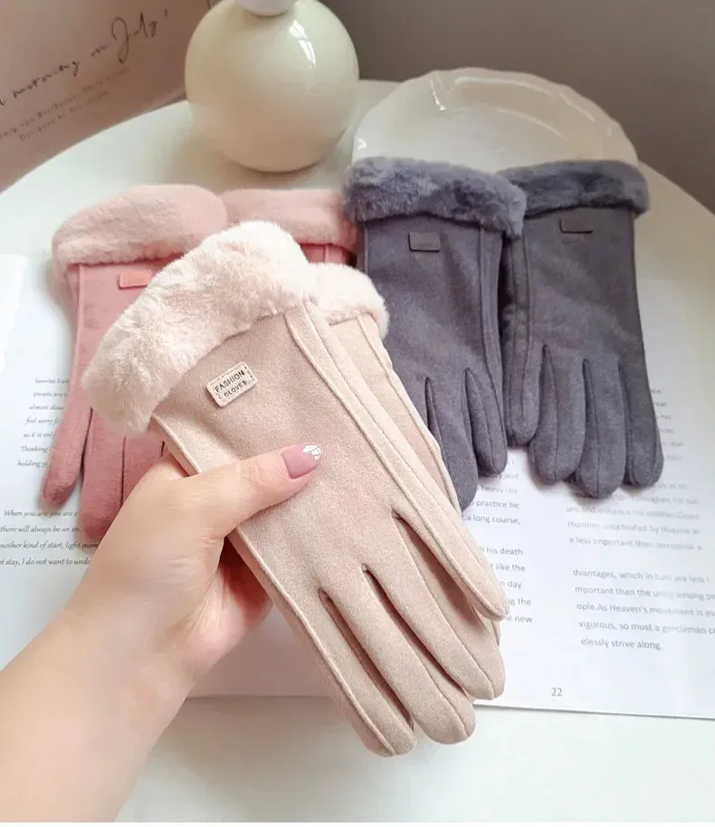 Women's Winter Plush Gloves for Outdoor Activities