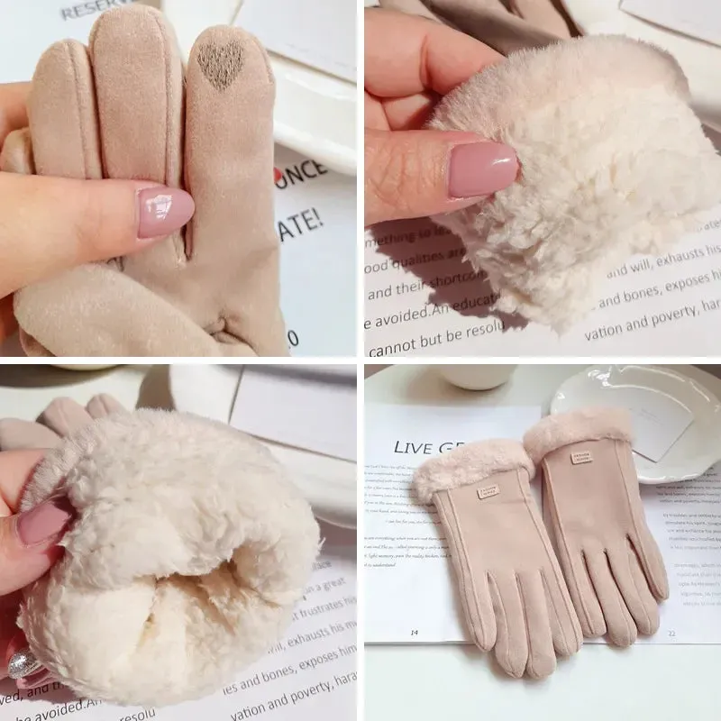 Women's Winter Plush Gloves for Outdoor Activities