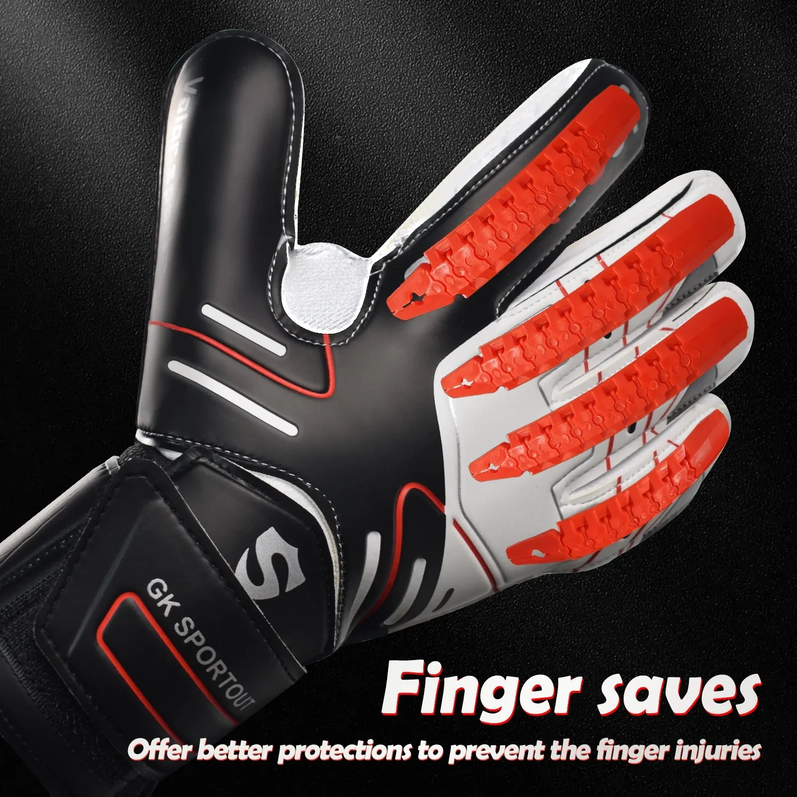 Youth & Adult Goalie Goalkeeper Gloves, 4mm Latex with Fingersaver