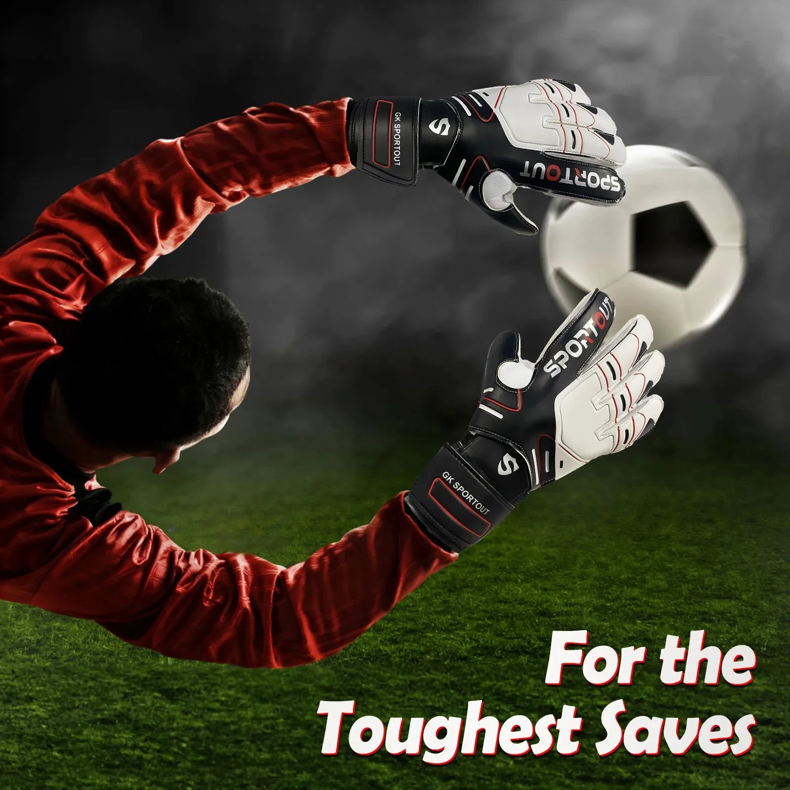 Youth & Adult Goalie Goalkeeper Gloves, 4mm Latex with Fingersaver