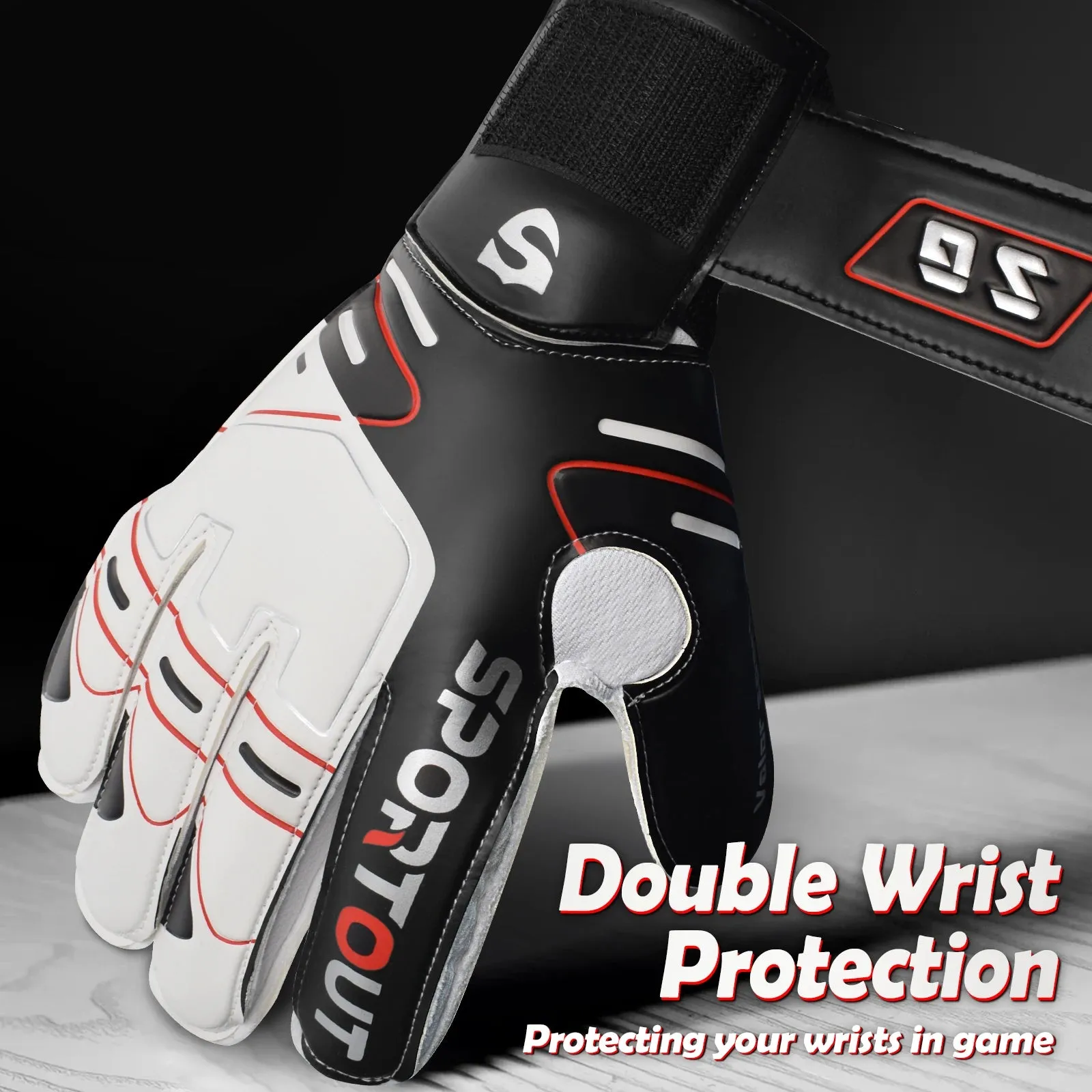 Youth & Adult Goalie Goalkeeper Gloves, 4mm Latex with Fingersaver