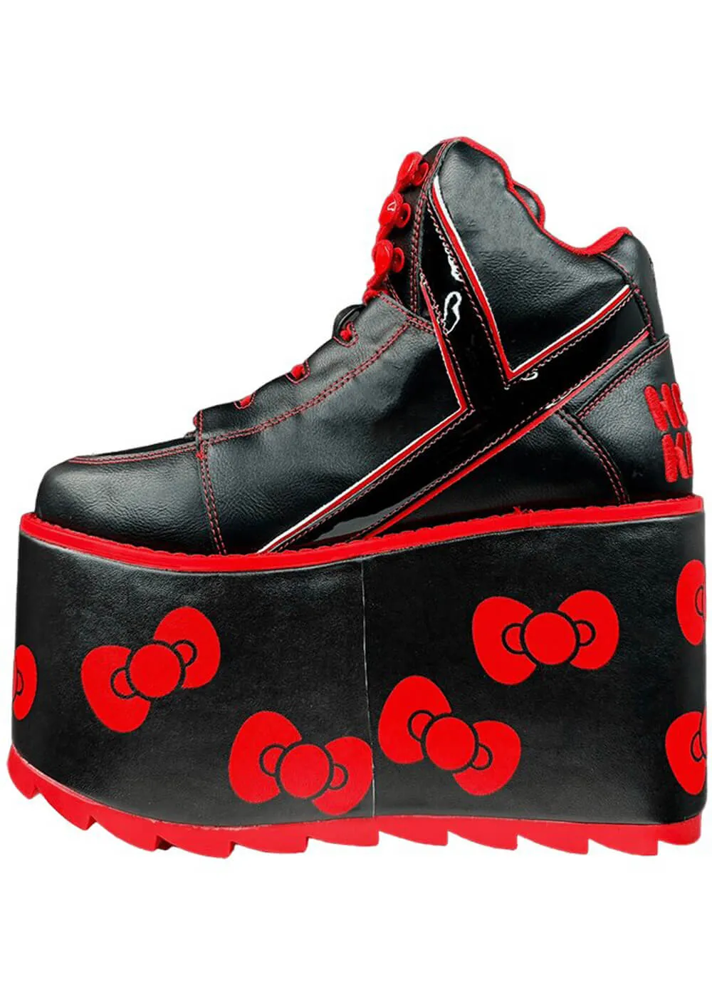 YRU Shoes x Hello Kitty Qozmo Bow Platform Shoes Black Red