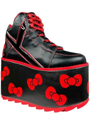 YRU Shoes x Hello Kitty Qozmo Bow Platform Shoes Black Red